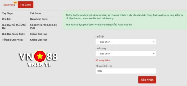 Chỉ bạn cách rút tiền VN88 bằng thẻ game
