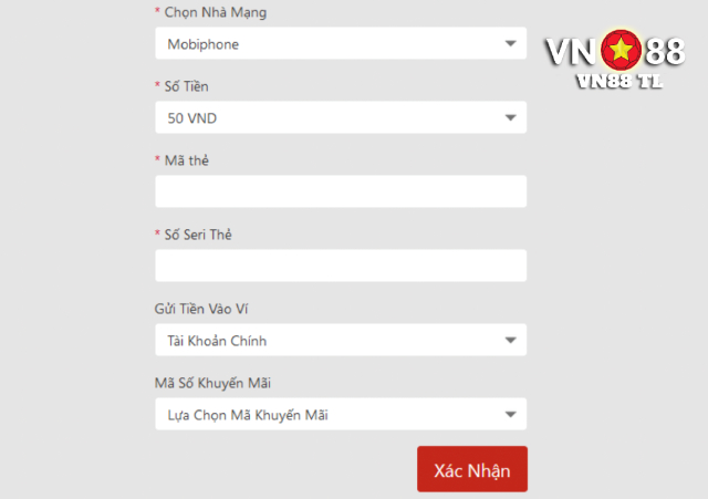 Dùng thẻ cào nạp tiền vào VN88
